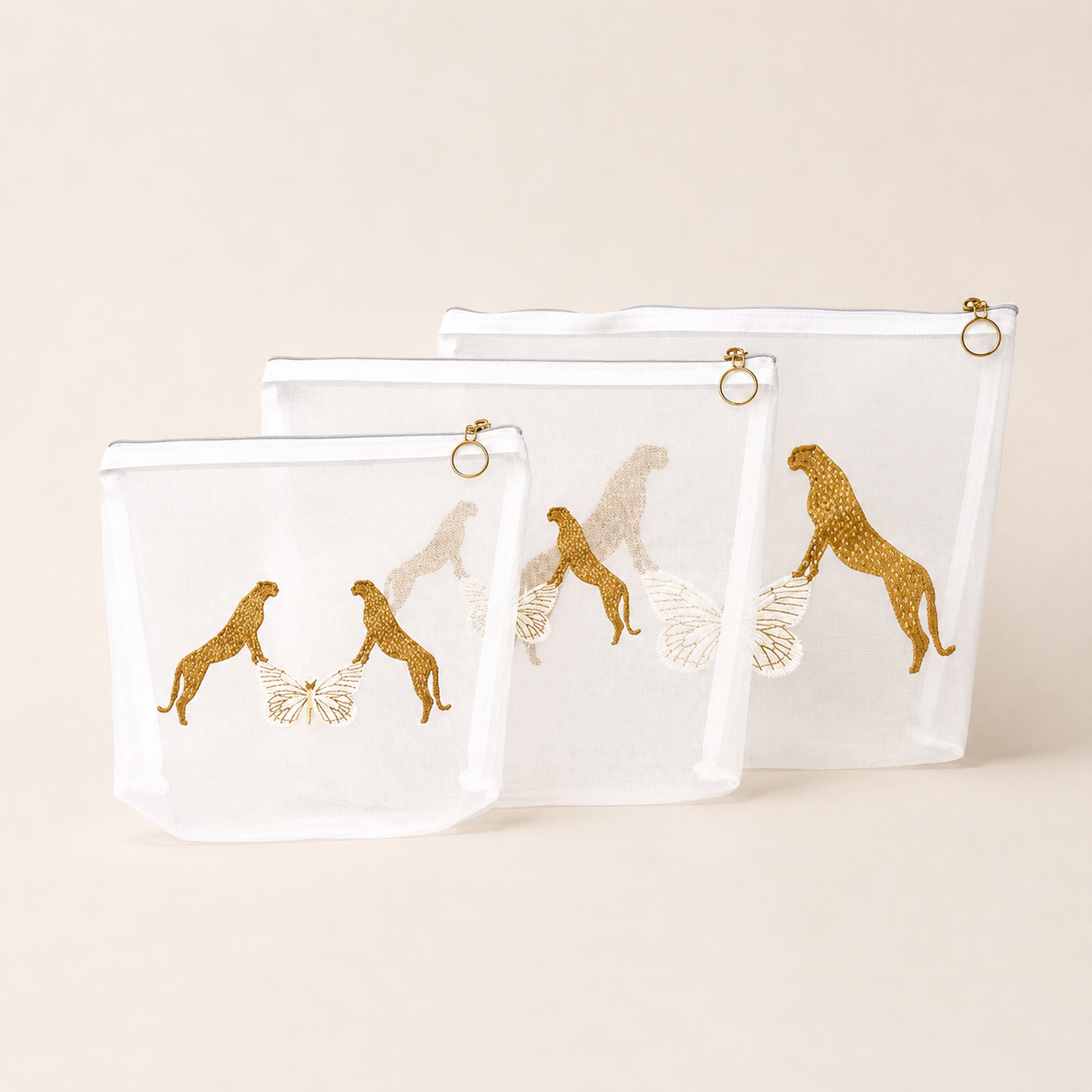 SET X 3 COSMETIQUERAS LEOPARDO MARIPOSA