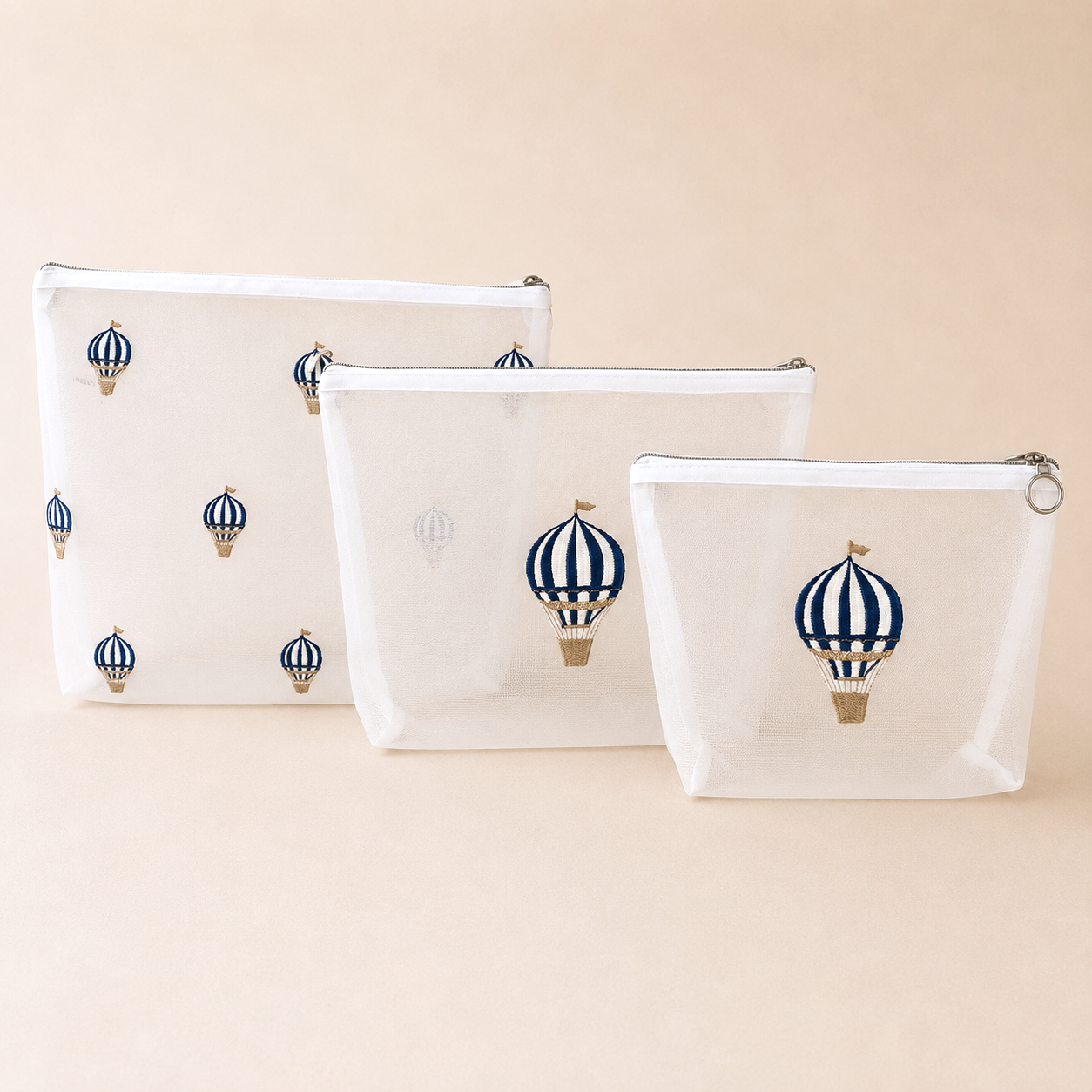 SET X 3 COSMETIQUERAS GLOBOS AZULES