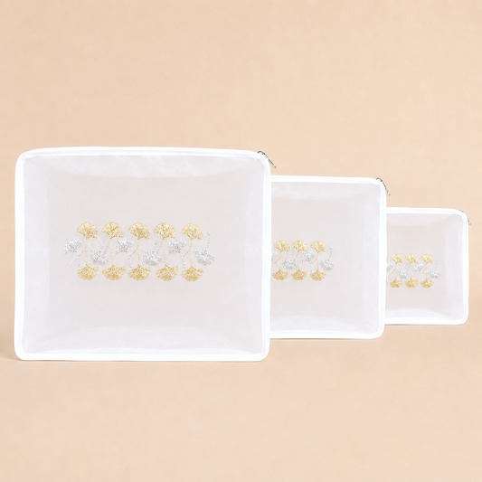 SET X3 ORGANIZADORES GINKGOS DORADOS-PLATA