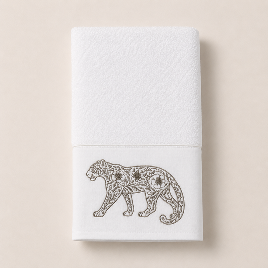 TOALLA JAGUAR FLORES TAUPE