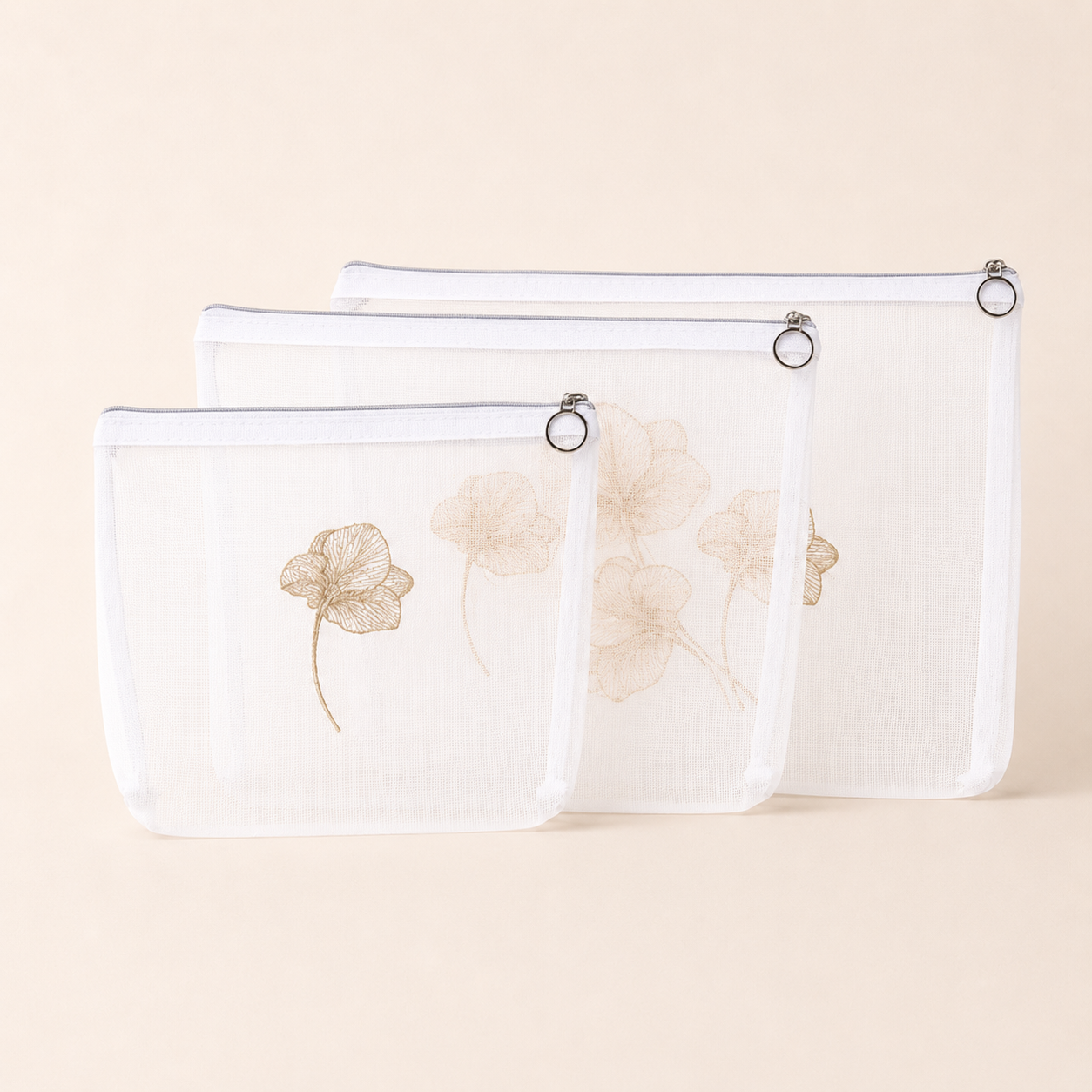 SET X 3 COSMETIQUERAS ORQUÍDEA DORADA