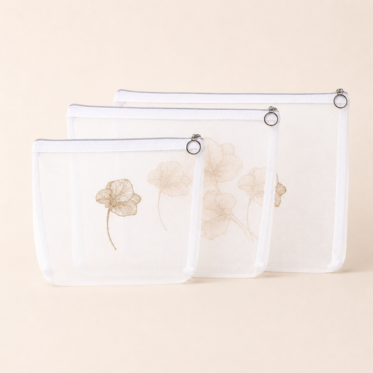 SET X 3 COSMETIQUERAS ORQUÍDEA DORADA