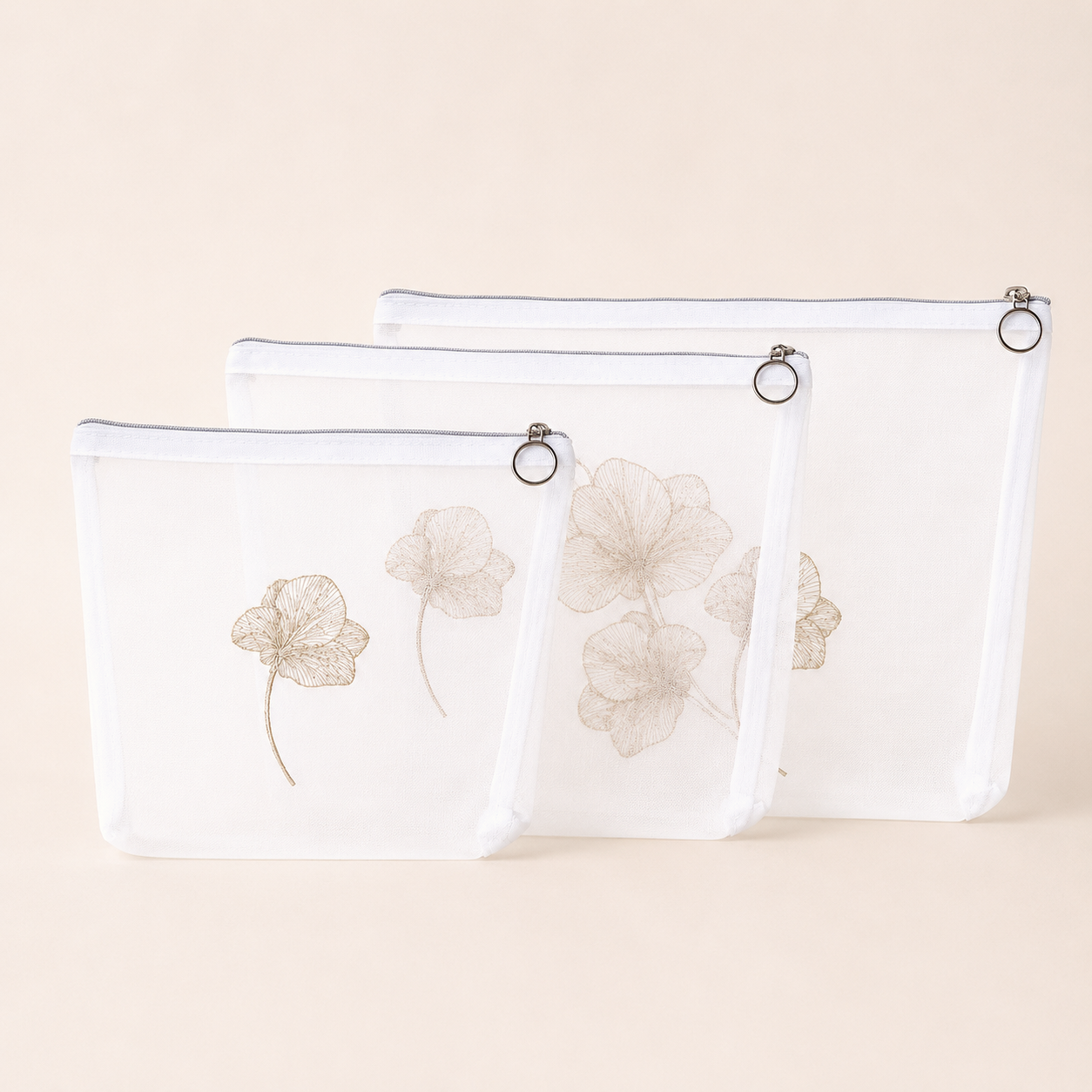 SET X 3 COSMETIQUERAS ORQUÍDEA PLATEADA