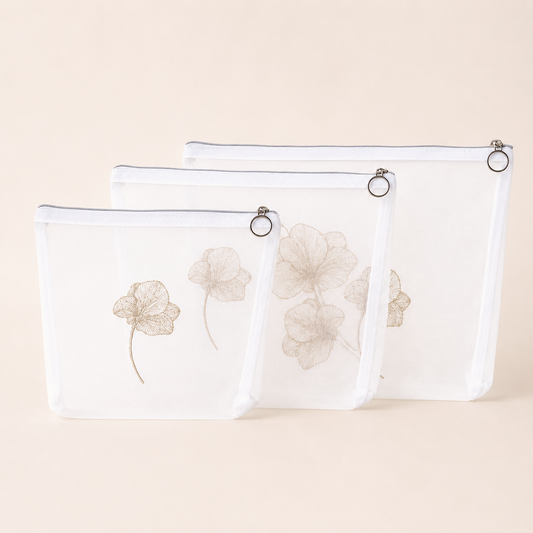 SET X 3 COSMETIQUERAS ORQUÍDEA PLATEADA