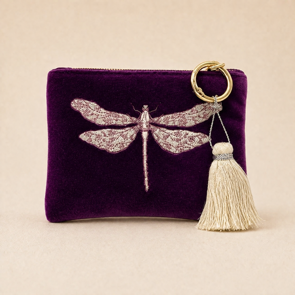 MONEDERO LIBÉLULA FLOR UVA