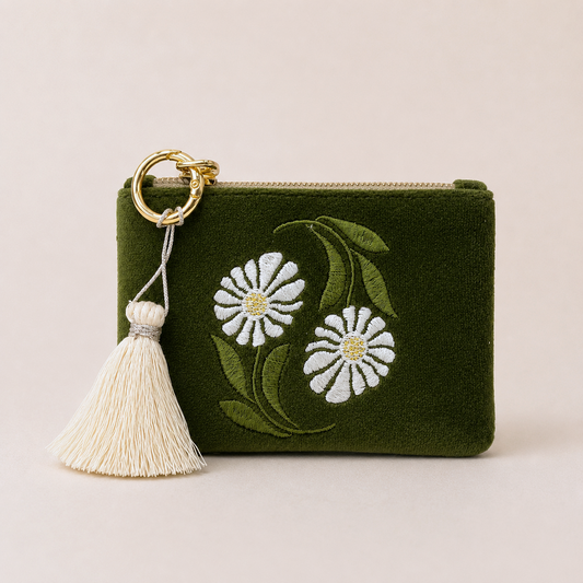 MONEDERO MARGARITAS VERDE OLIVA