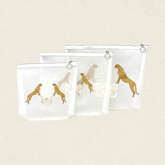 SET X 3 COSMETIQUERAS LEOPARDO MARIPOSA