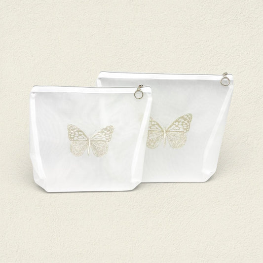 SET X 2 COSMETIQUERAS MARIPOSA PLATA