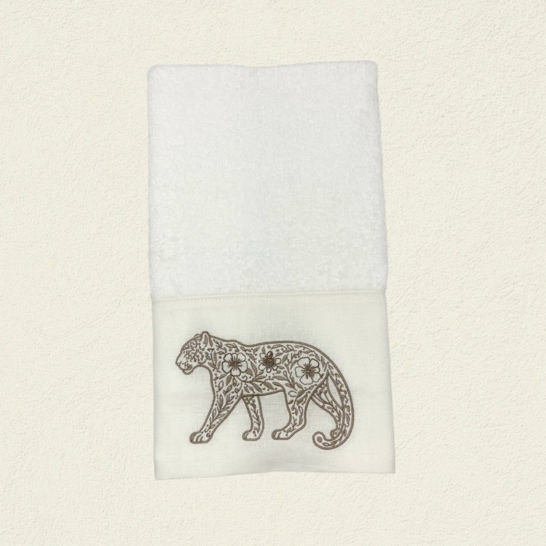TOALLA JAGUAR FLORES TAUPE