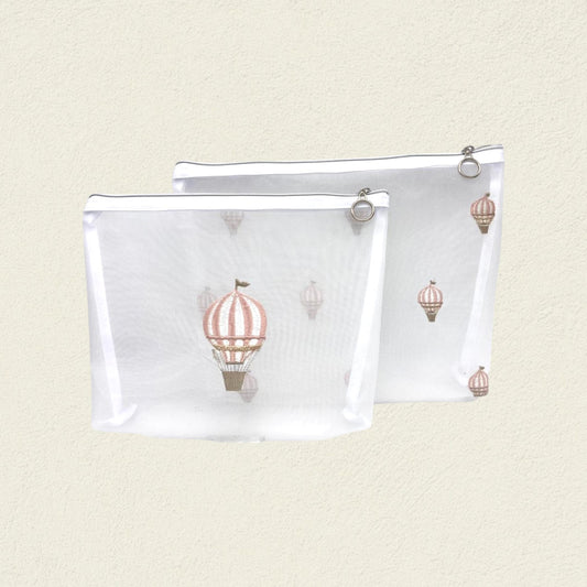 SET X 2 COSMETIQUERAS GLOBOS ROSADOS